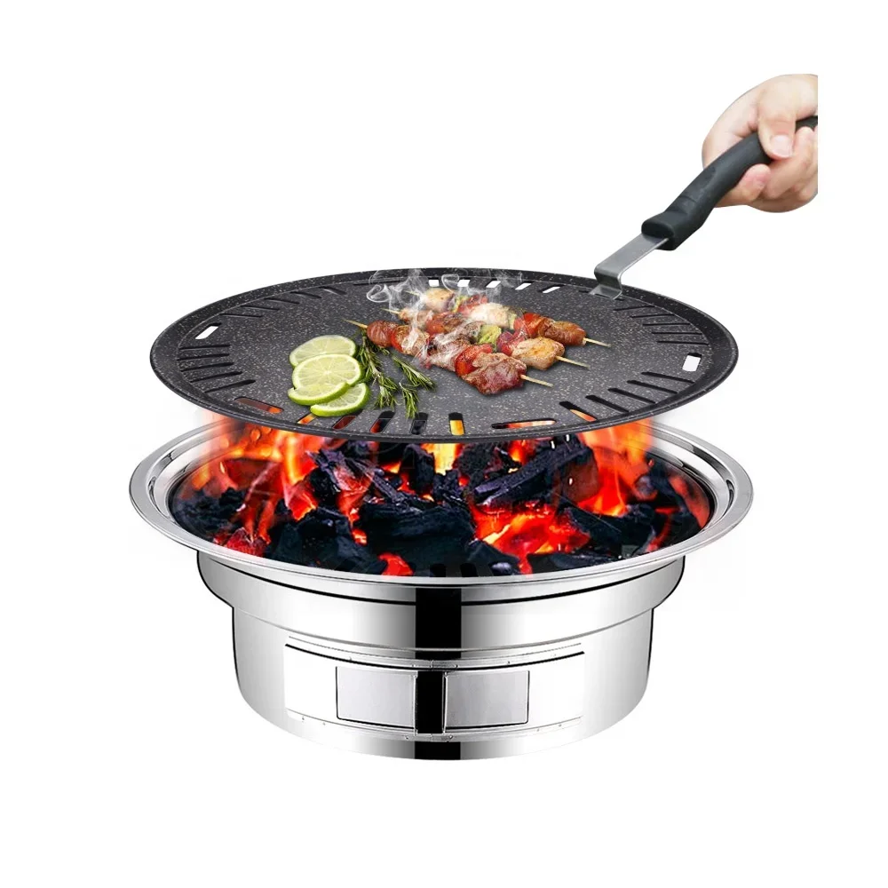 Outdoor Camping Korea - Placa redonda de aluminio para barbacoa,