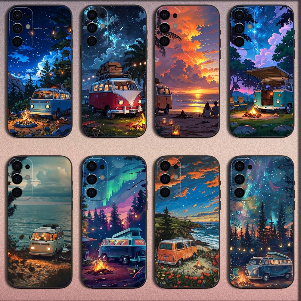 Outdoor Camping Quotes - Combi Van-funda de teléfono para acampar