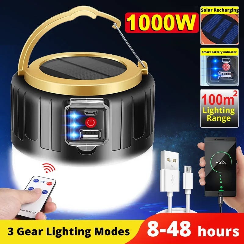 Camping Solar Lantern - Luz LED Solar para acampar, Banco