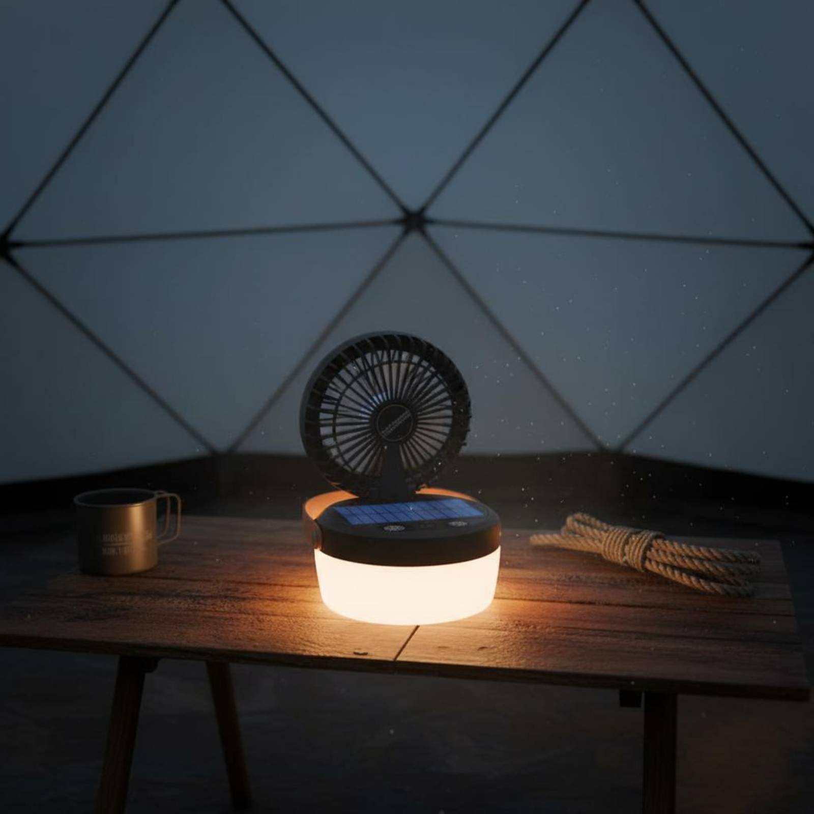 Camping Solar Lantern - Linterna de Camping Solar con Ventilador,