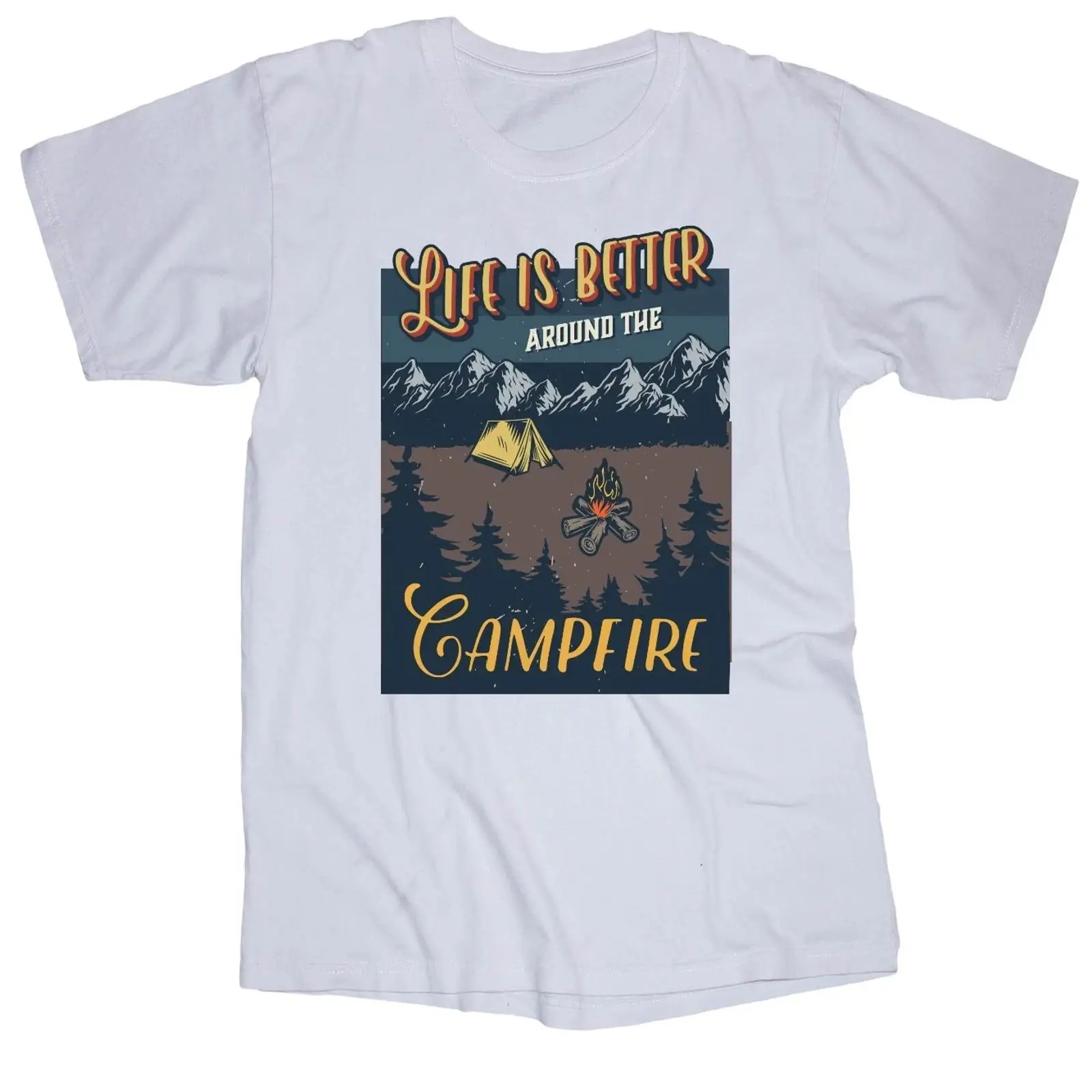 Outdoor Camping Quotes - Camiseta blanca con estampado 'Life is