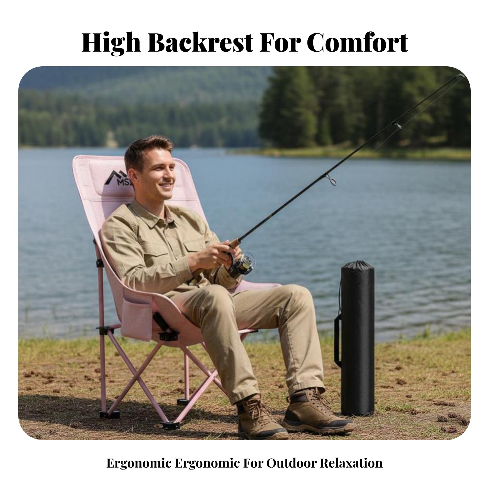 Outdoor Camping High Chair - Silla Plegable de Malla con Respaldo