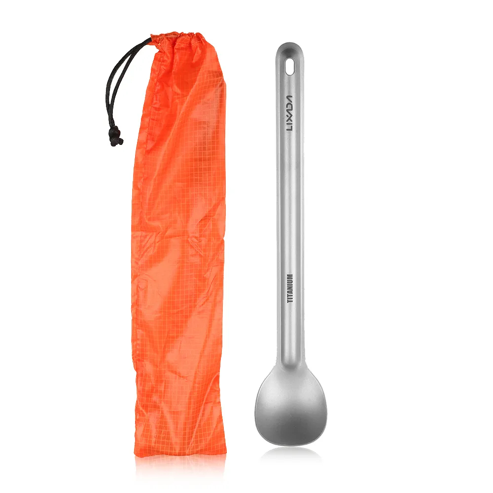 Outdoor Camping Dining Set - Lixada-cuchara de mango largo de titanio
