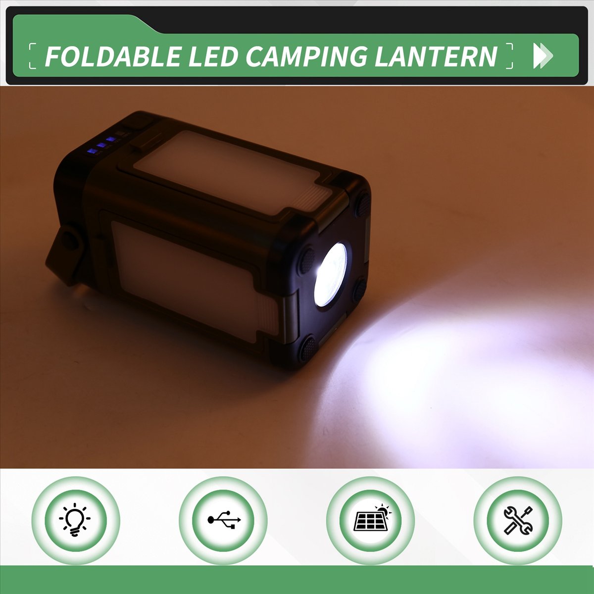 Camping Solar Lantern - Linterna LED Plegable X08A para Camping,