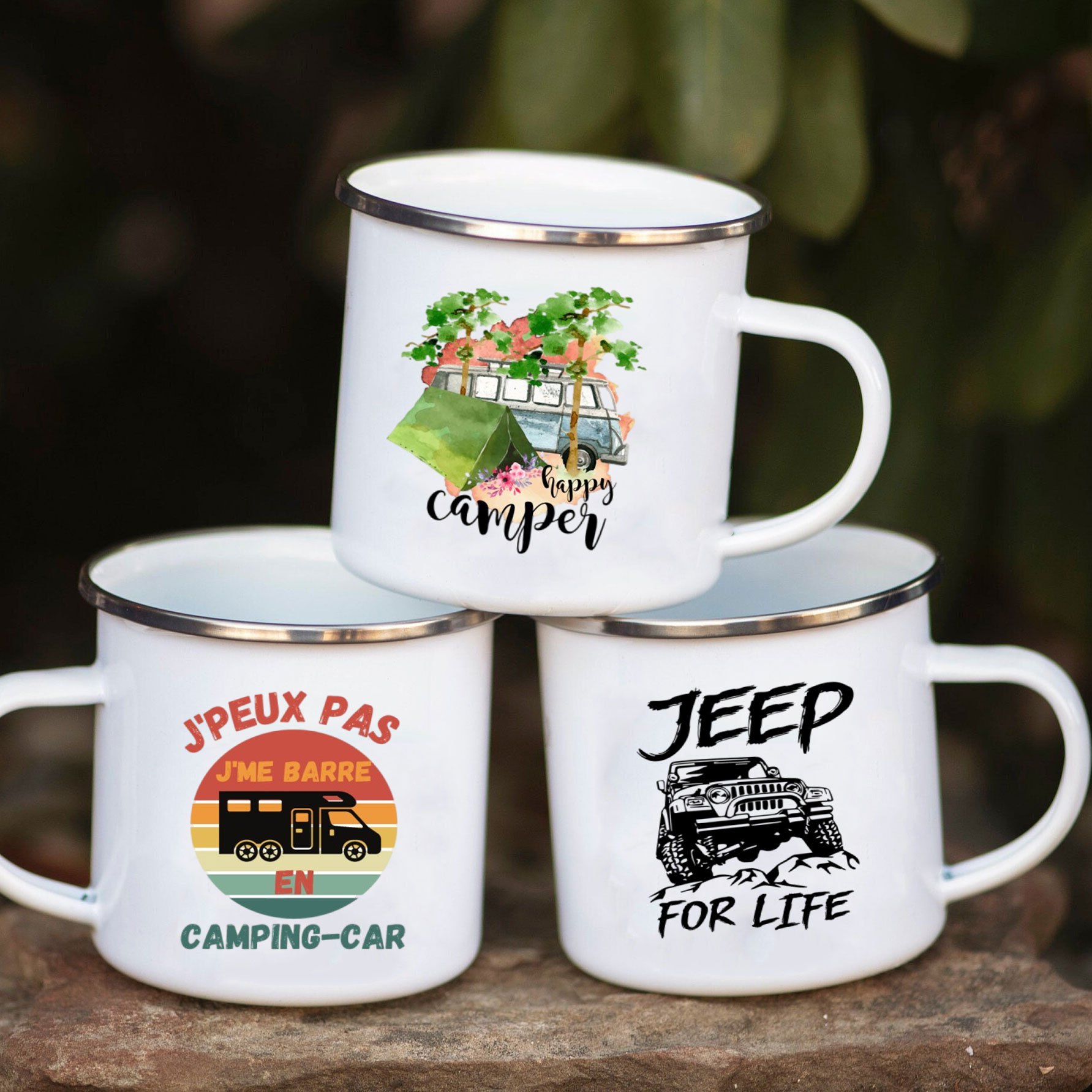 Outdoor Camping Ideas - Taza de Esmalte para Autocaravana, Taza