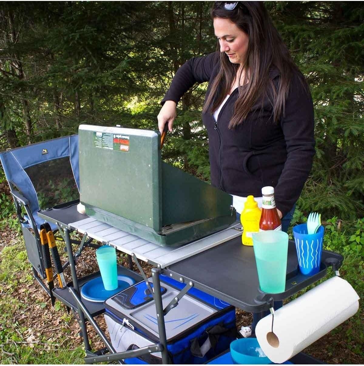 Mesa de cocina portátil plegab - Outdoor Camping Kitchen reseña y precio