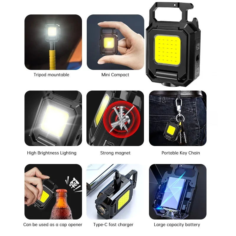 Mini linterna llavero luz COB  - Camping Lantern reseña y precio