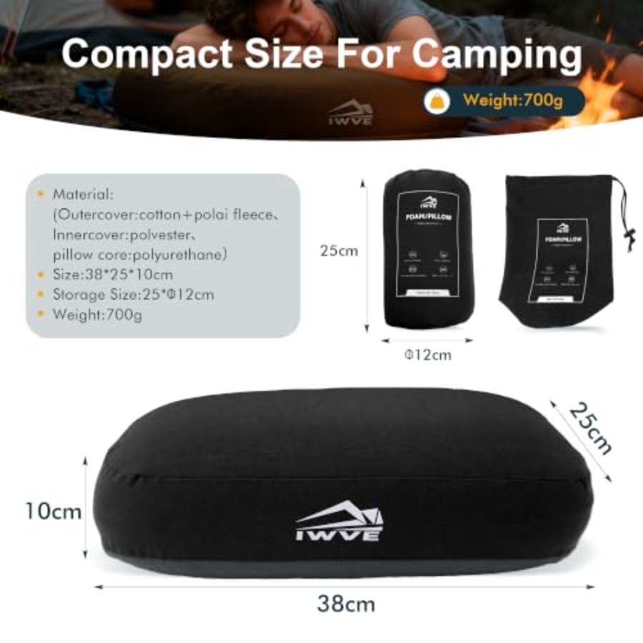 Almohada de Espuma Viscoelásti - Camp Pillow Compressible reseña y precio