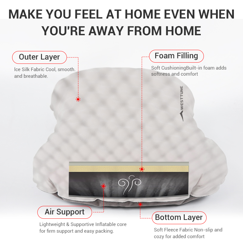 WESTTUNE-almohada inflable par - Camp Pillow Compressible reseña y precio