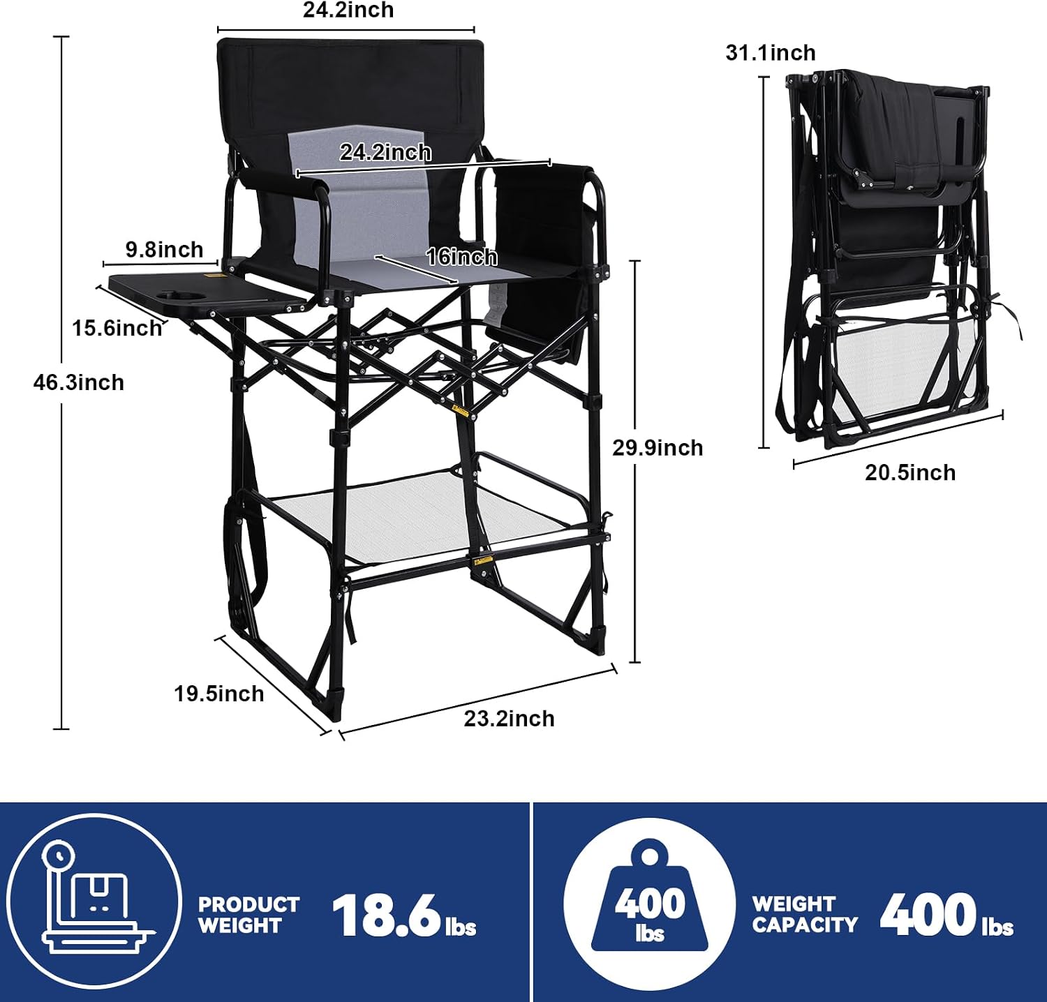 Paquete de 2 Sillas de Directo - Outdoor Camping High Chair reseña y precio